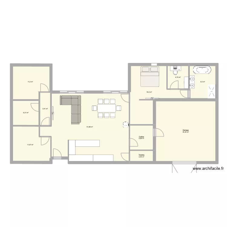 maison 2. Plan de 11  et 160 m²