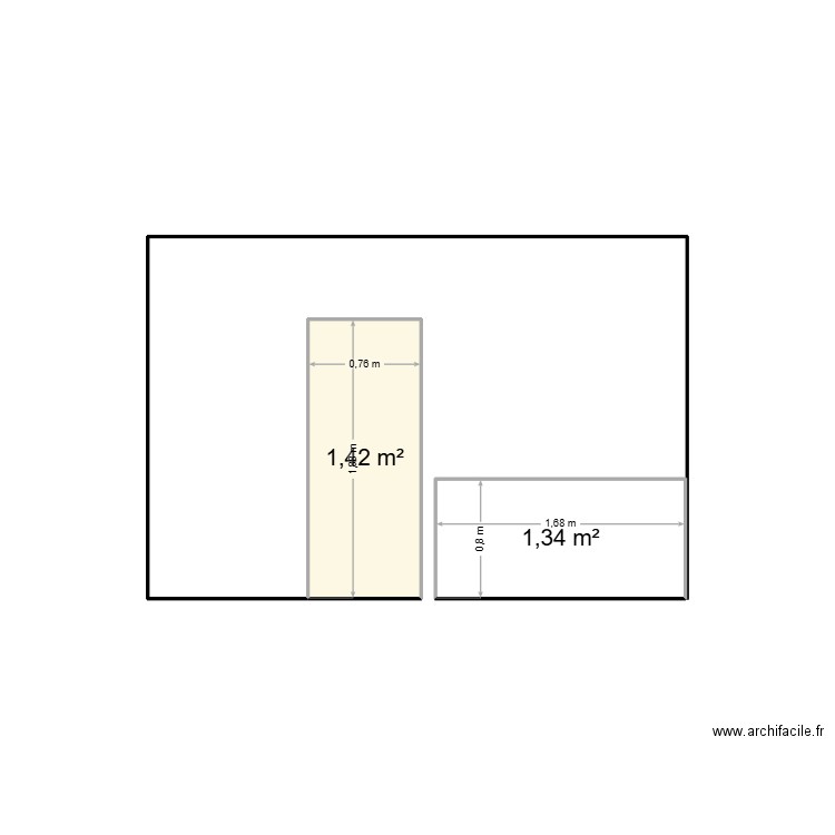A plan. Plan de 2 pièces et 3 m2