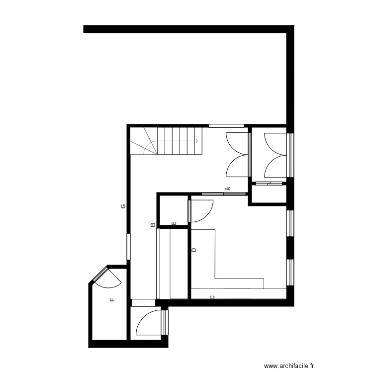 yudous RdcH vide. Plan de 6 pièces et 35 m2