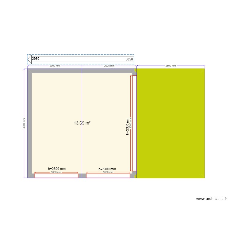 4x4 Гаэс. Plan de 2 pièces et 22 m2
