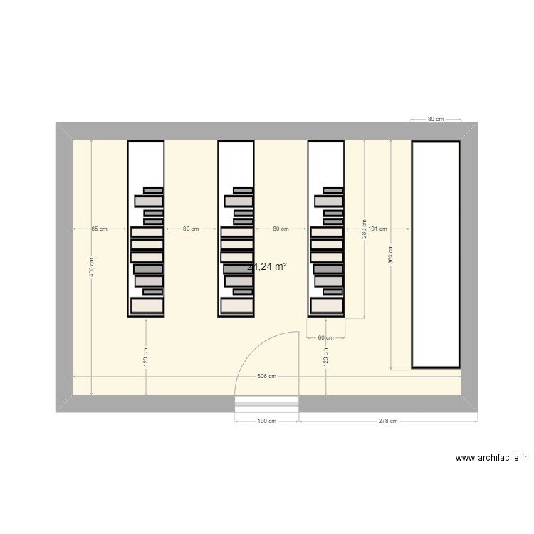 salle réservation. Plan de 1 pièce et 24 m2