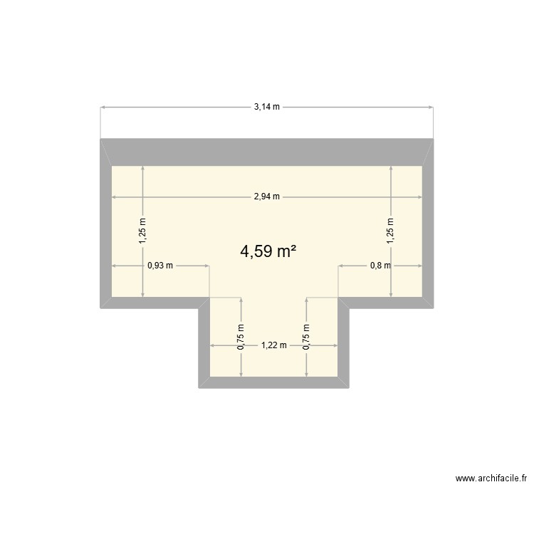 Salle de bain. Plan de 1 pièce et 5 m2
