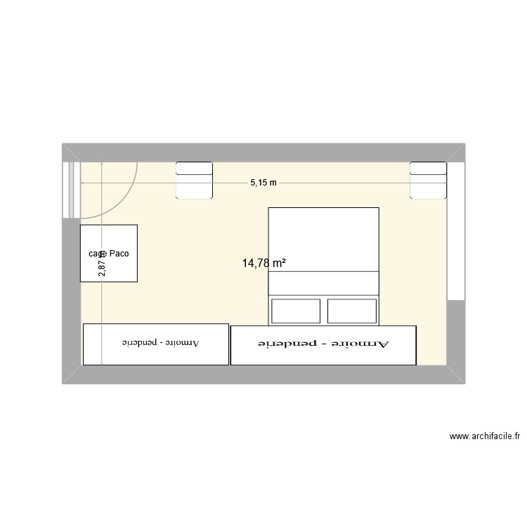 Future chambre Nath. Plan de 1 pièce et 15 m2