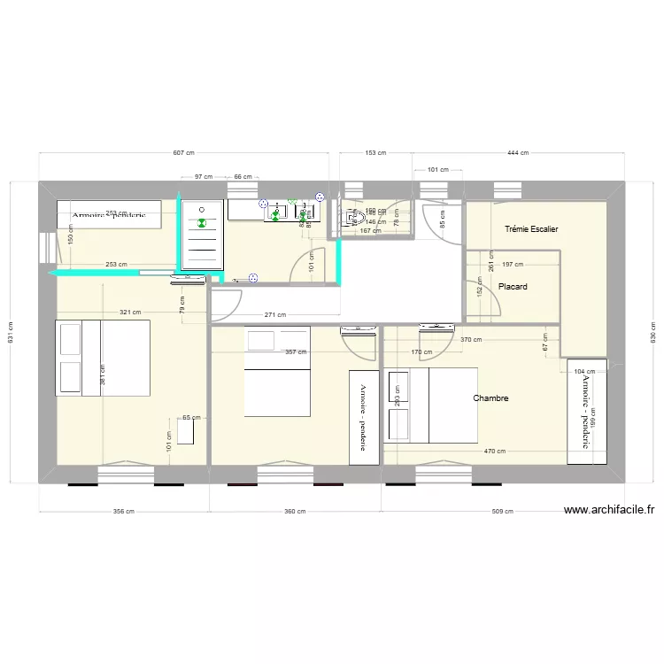 BANDOL Etage SDE elec. Plan de 8  et 49 m²