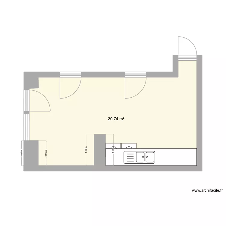 Garage. Plan de 1 Pièce et 21 m² Garage. Plan de 1 Pièce et 21 m²