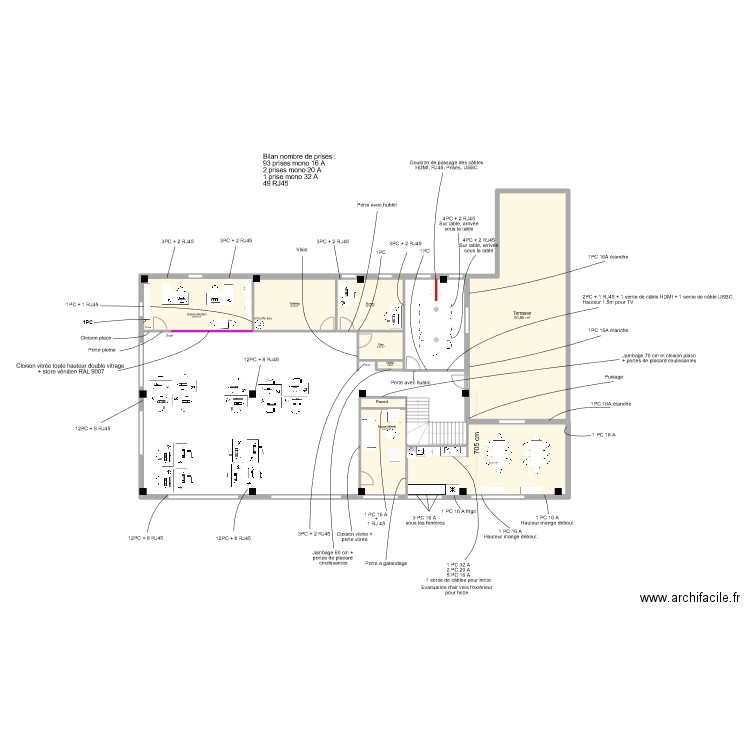R+1 - V6. Plan de 9 pièces et 227 m2