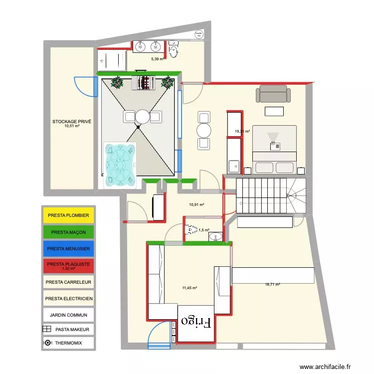 RDC IMMEUBLE PLOUBALAY 3 pasta mama. Plan de 20 Pièces et 94 m² RDC IMMEUBLE PLOUBALAY 3 pasta mama. Plan de 20 Pièces et 94 m²