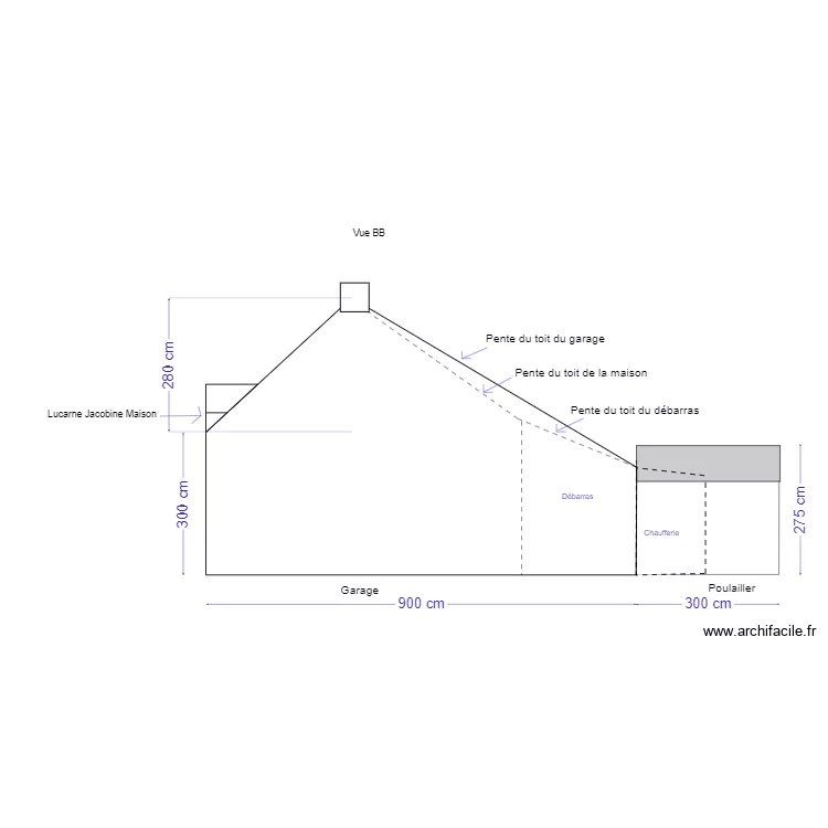 Vue de droite - Vue BB Vieux Four v3. Plan de 