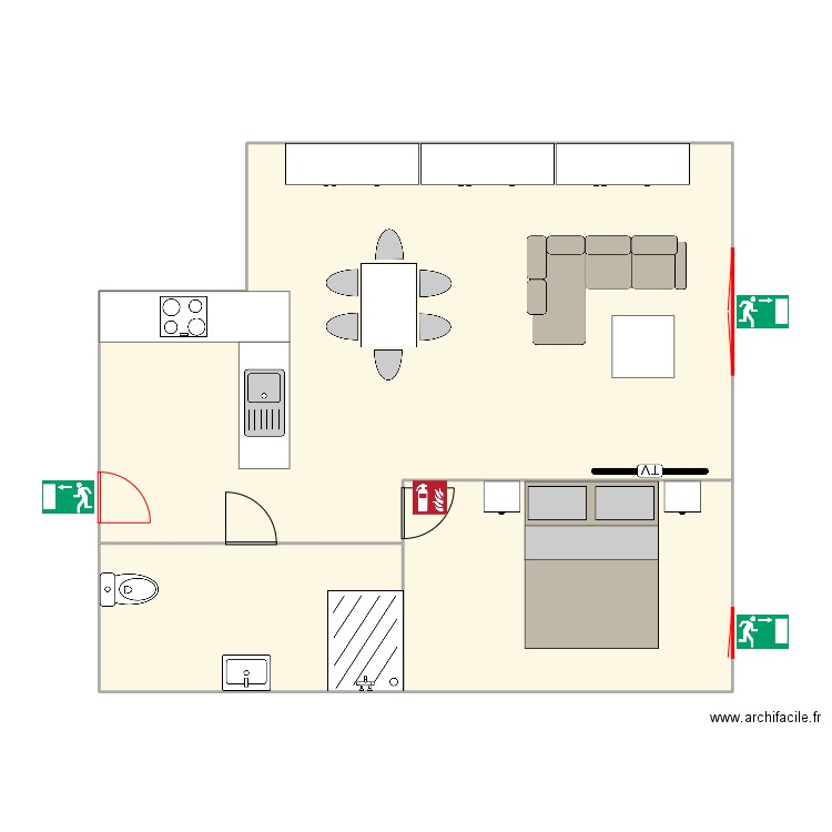 Appartement mer. Plan de 3 pièces et 182 m2