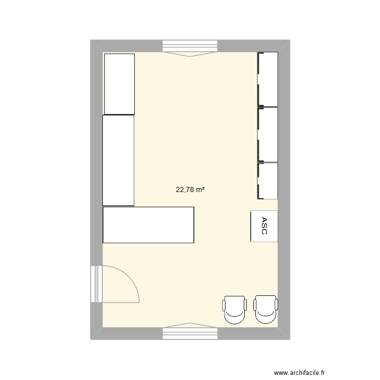 nouvelle pièce. Plan de 1 pièce et 23 m2