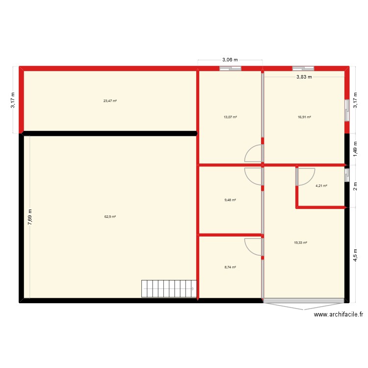 Hangar Rudolph / Timothe. Plan de 8 pièces et 158 m2