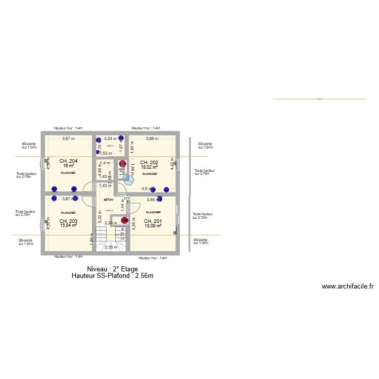 IMM CLUSES : 2&deg; ETAGE + CH. 201-202-203-204. Plan de 0 pièce et 0 m2