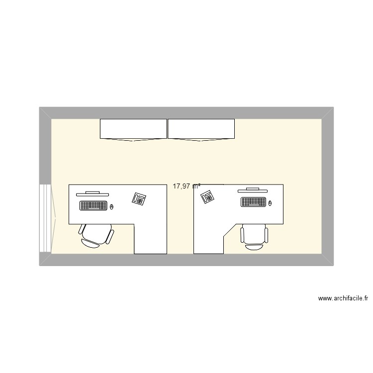 bureaux. Plan de 1 pièce et 18 m2