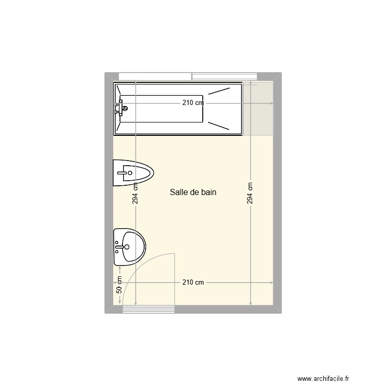 DELMAU Jean salle de bain. Plan de 1 pièce et 6 m2