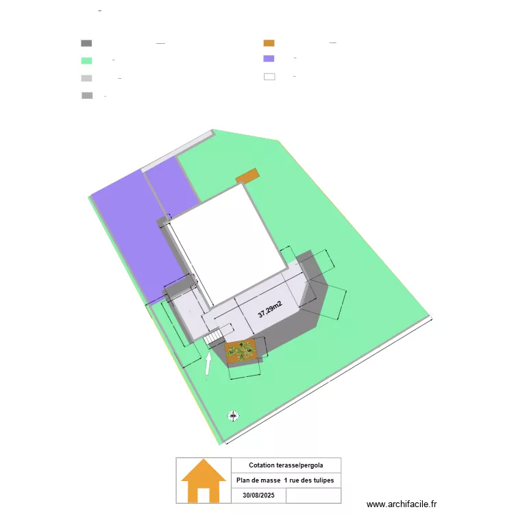 plan de masse. Plan de 1  et 69 m²