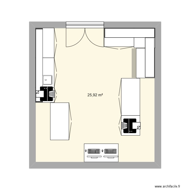 ICP. Plan de 1 pièce et 26 m2
