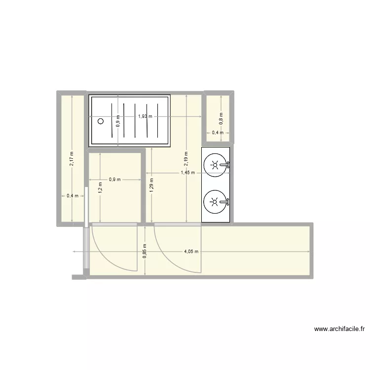salle de bain 2. Plan de 5  et 9 m²