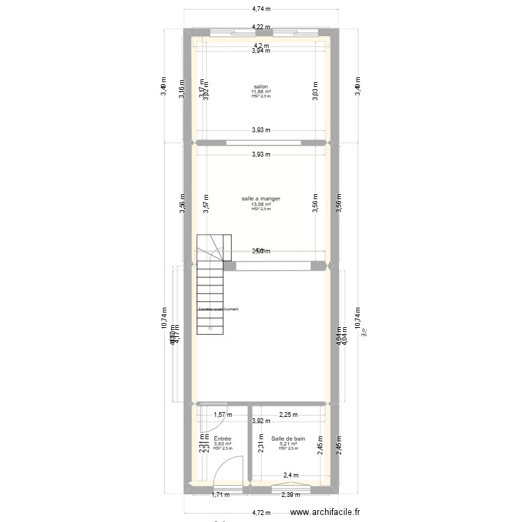 rdc loiseleux. Plan de 10 pièces et 35 m2