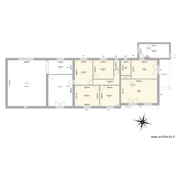 SILVAIN. Plan de 13 pièces et 146 m2