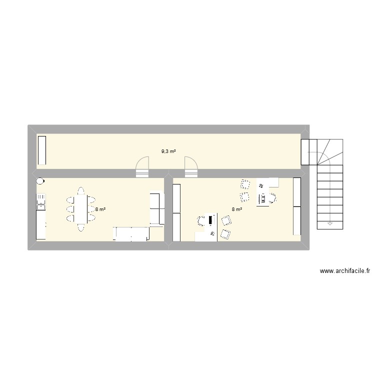 Tapis Deals  B. Plan de 3 pièces et 25 m2