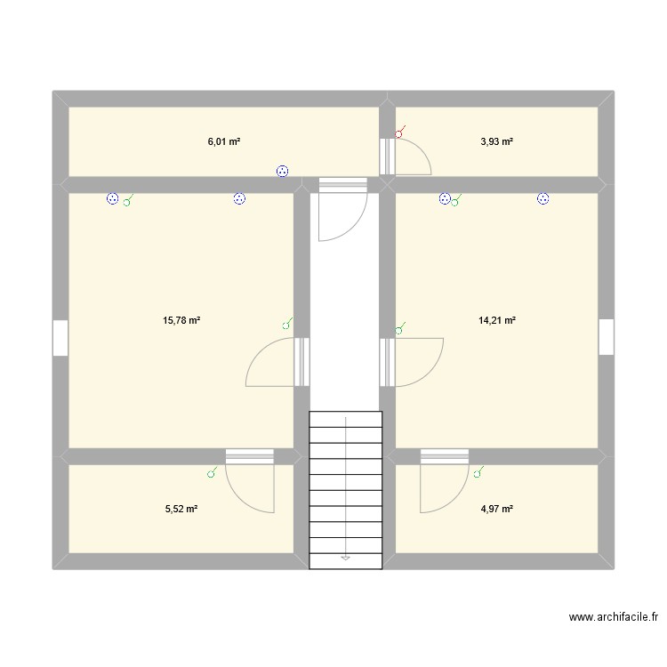 maison-Dax_étage. Plan de 6 pièces et 50 m2