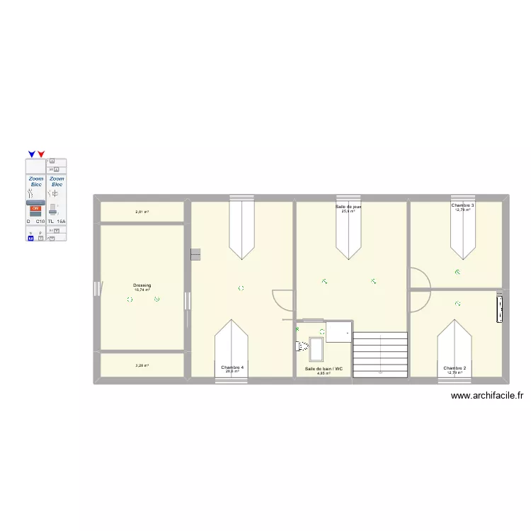 ******Eclairage (Etage) [1,5mm&sup2;]******. Plan de 8  et 108 m²