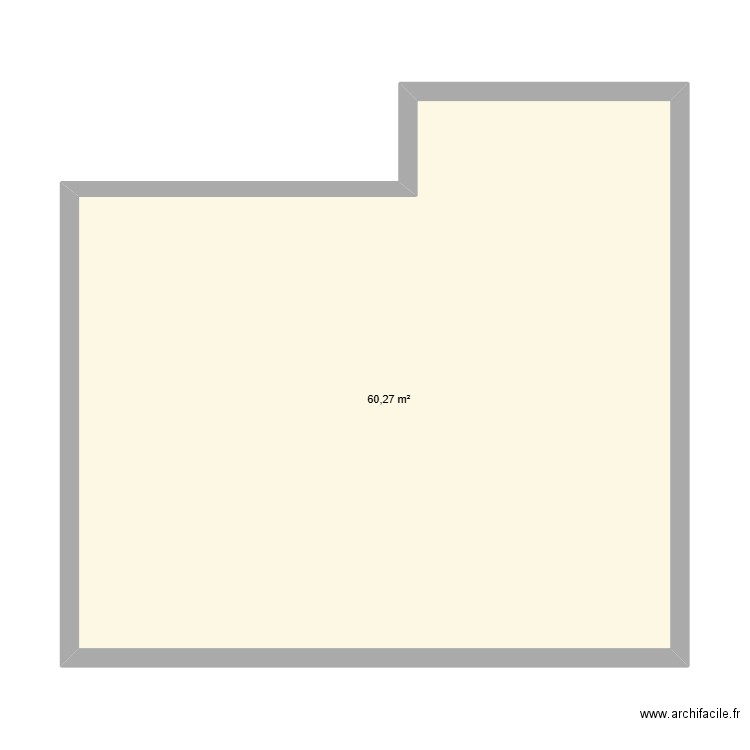 Combles actuel. Plan de 1 pièce et 60 m2