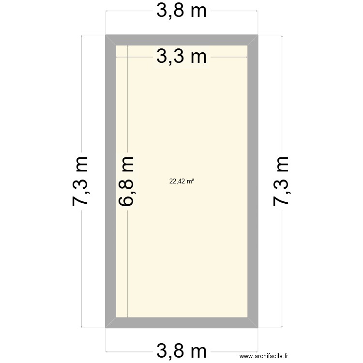 LES NAUDIERES PLANCHER N°2. Plan de 1 pièce et 22 m2