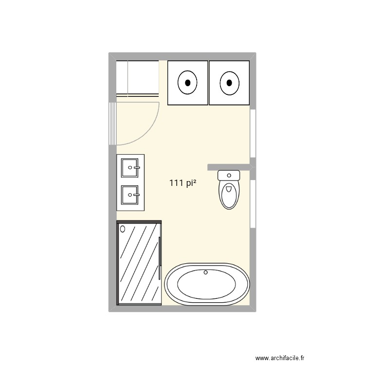 Lavage à part. Plan de 1 pièce et 10 m2
