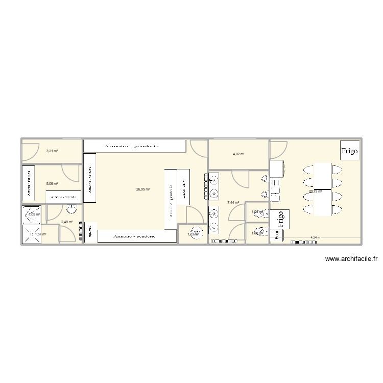 Vestiaire modifi&eacute;. Plan de 0 pièce et 0 m2