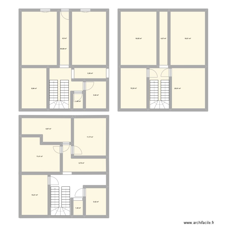 Plan2. Plan de 18 pièces et 200 m2