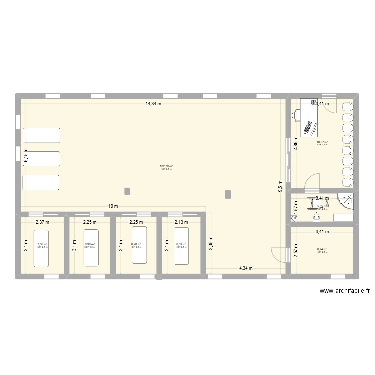 Plan futur cab de ouf. Plan de 8 pièces et 161 m2