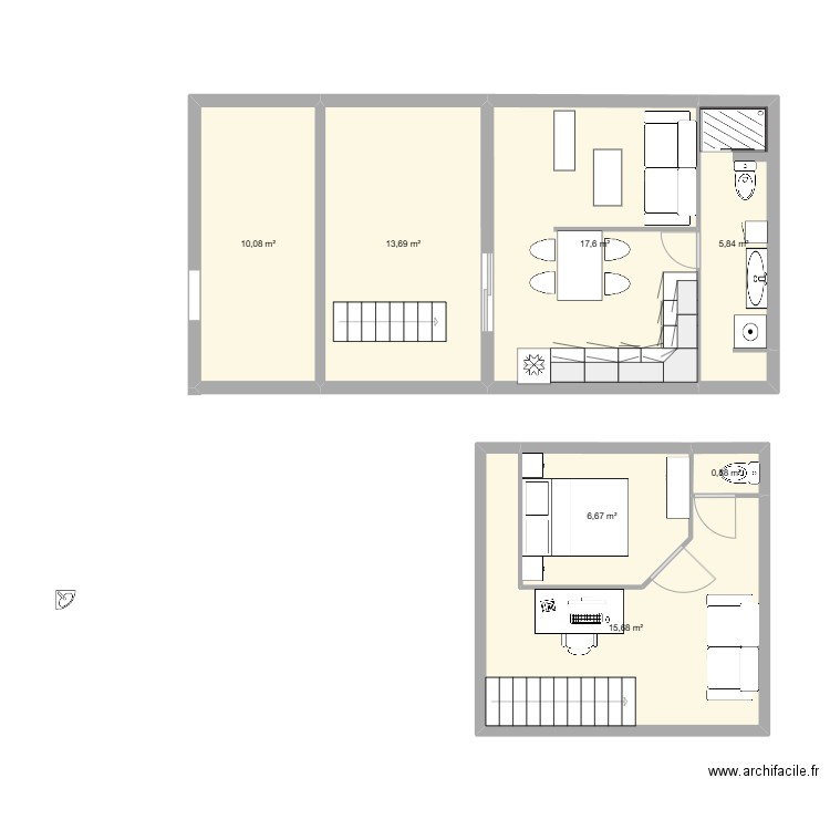 david Boudens. Plan de 7 pièces et 70 m2