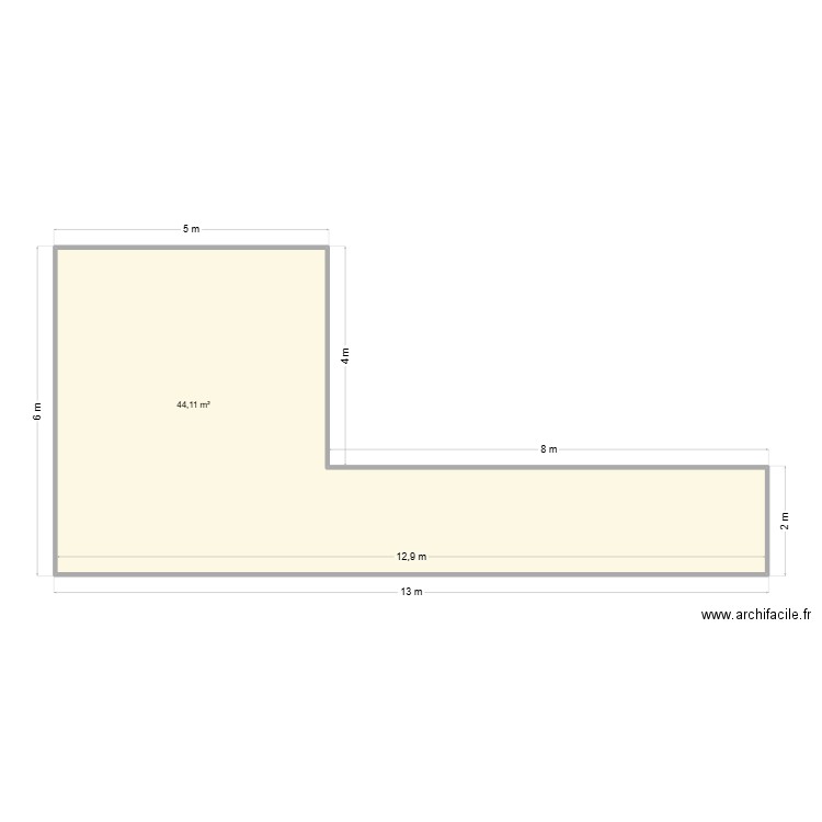 terrasse duarte. Plan de 1 pièce et 44 m2