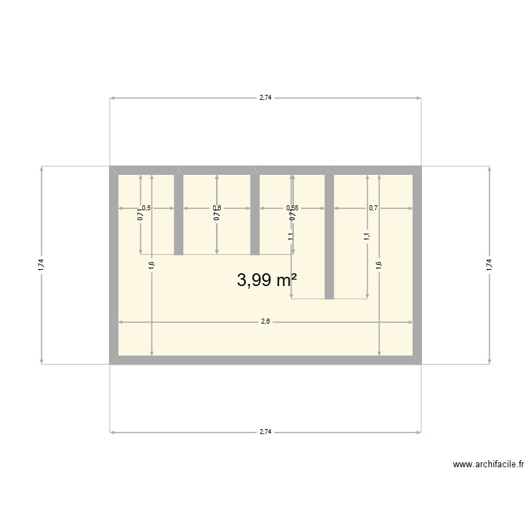salle de bain. Plan de 1 pièce et 4 m2