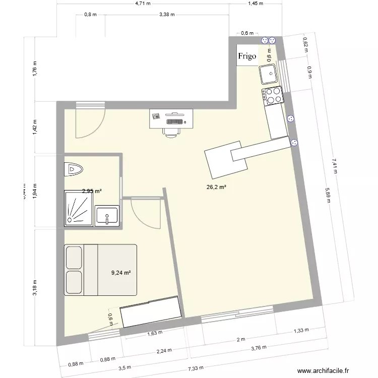 C22. Plan de 3 Pièces et 38 m² C22. Plan de 3 Pièces et 38 m²