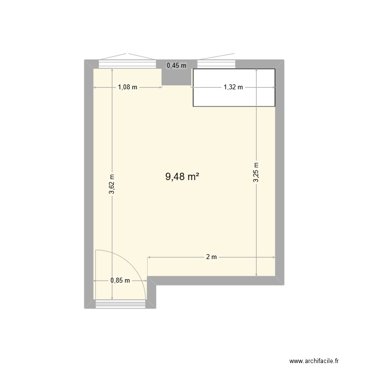Chambre Mathilde. Plan de 1 pièce et 9 m2
