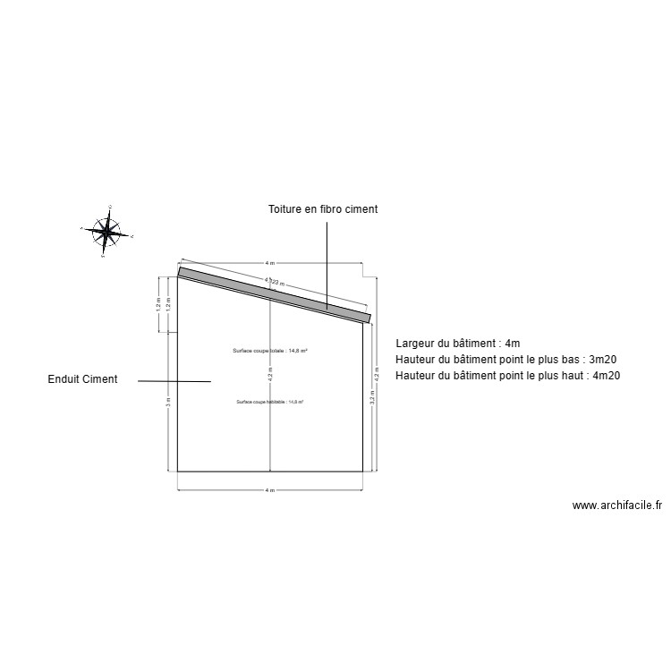 PLANS DE FACADE ET TOITURE AVANT TRAVAUX. Plan de 0 pièce et 0 m2