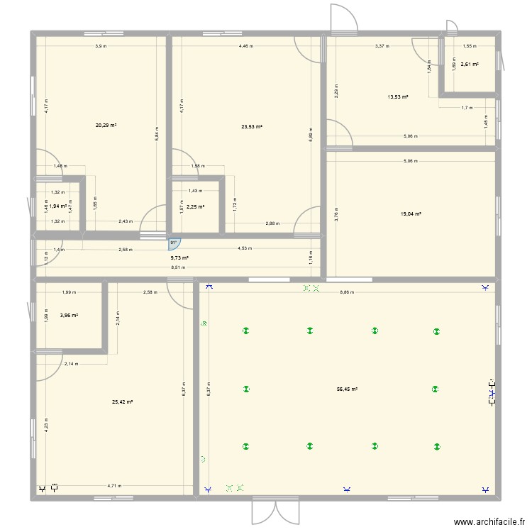 merveil. Plan de 11 pièces et 179 m2