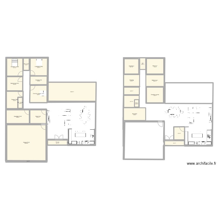 Maison. Plan de 27 pièces et 189 m2