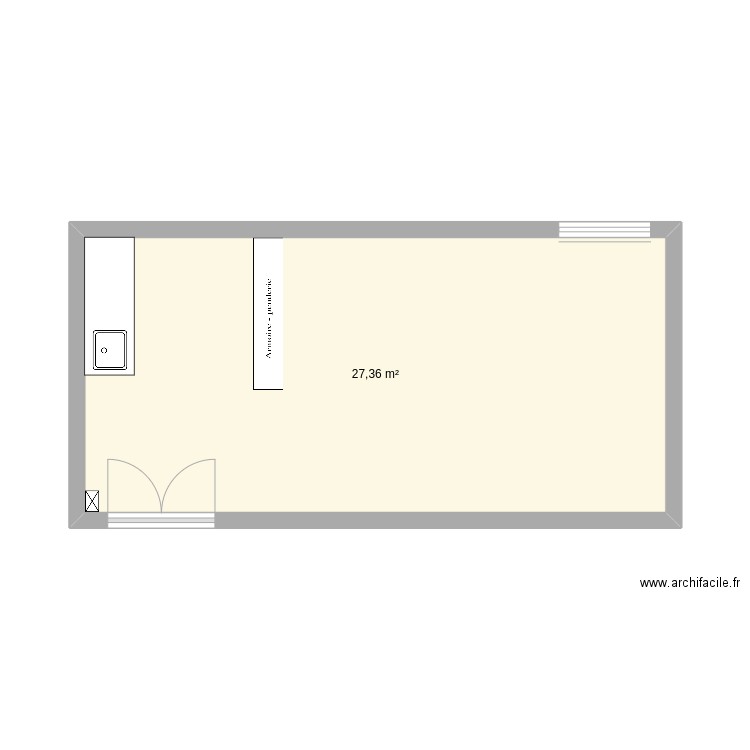 Atelier. Plan de 1 pièce et 27 m2