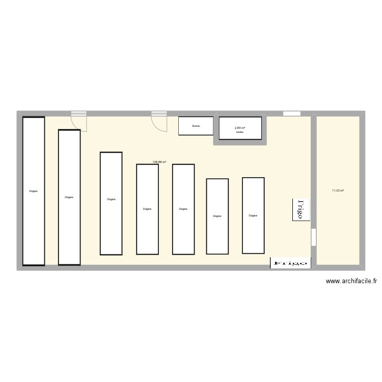 pharma. Plan de 3 pièces et 128 m2