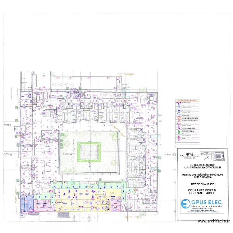 EHPAD RDC CFO (ECLAIRAGES). Plan de 5  et 470 m²