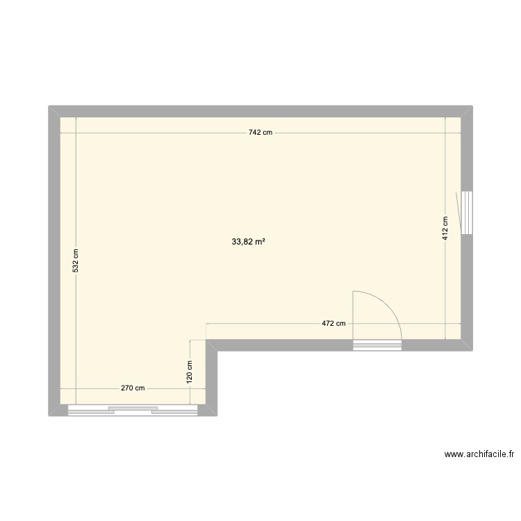Extension Gélines V3. Plan de 1 pièce et 34 m2