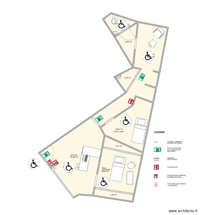 tatoueur gare ACCES. Plan de 9 pièces et 57 m2