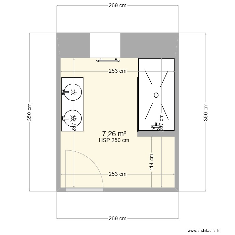 Melissa. Plan de 1 pièce et 7 m2