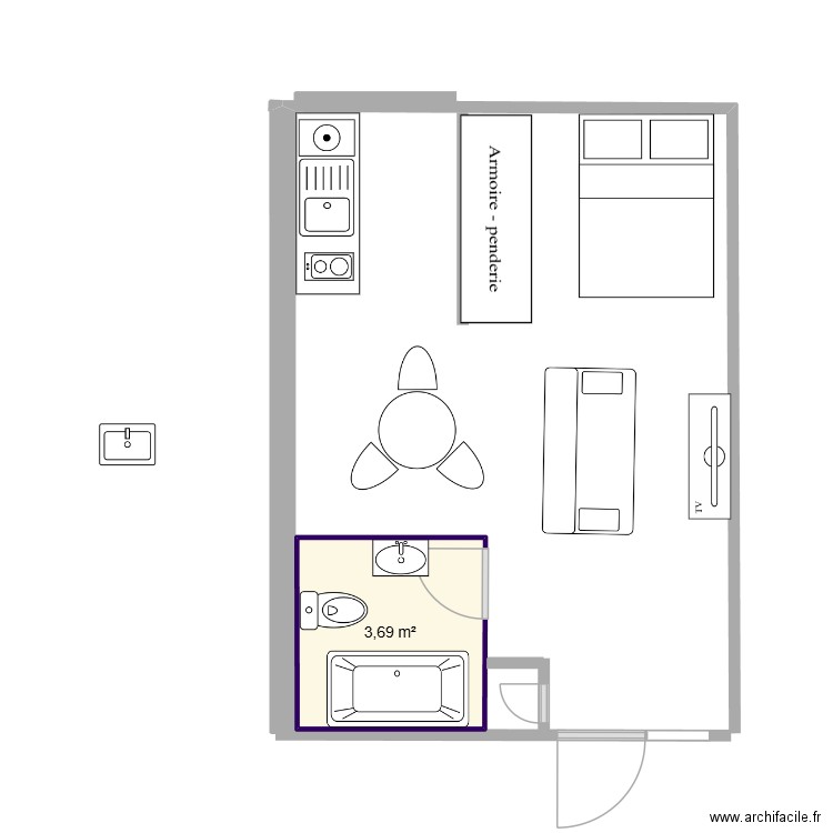 Appartement Saint Etienne. Plan de 1 pièce et 4 m2