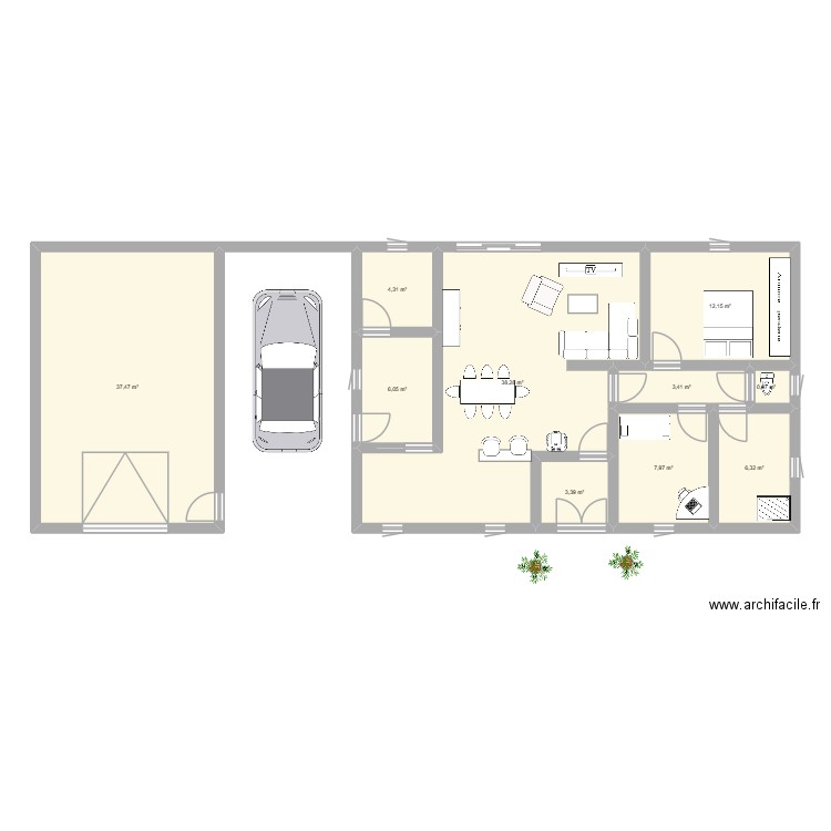projet 2. Plan de 10 pièces et 120 m2