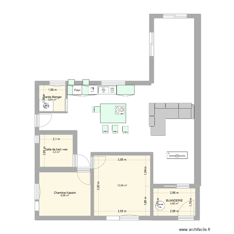 maison futur. Plan de 5 pièces et 34 m2