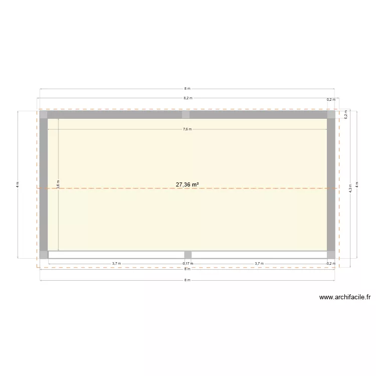 abri chevaux. Plan de 1  et 27 m²